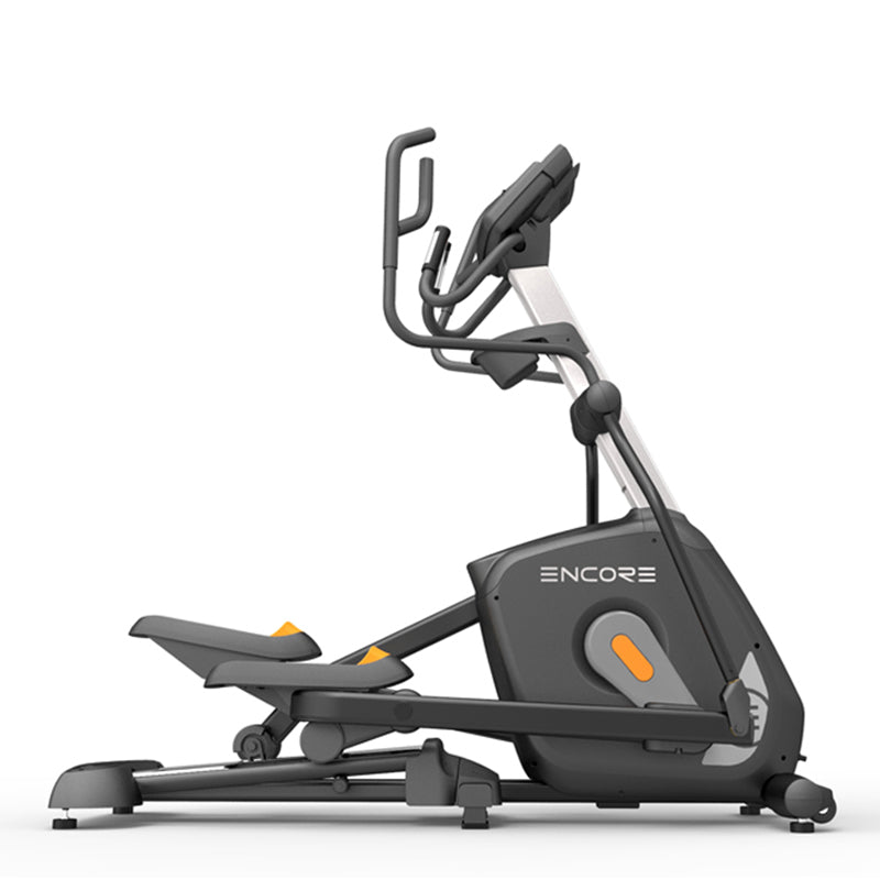 Impulse Encore ECE5 Elliptical Cross Trainer, showing the full view of the product from the side, with digital display on a white background