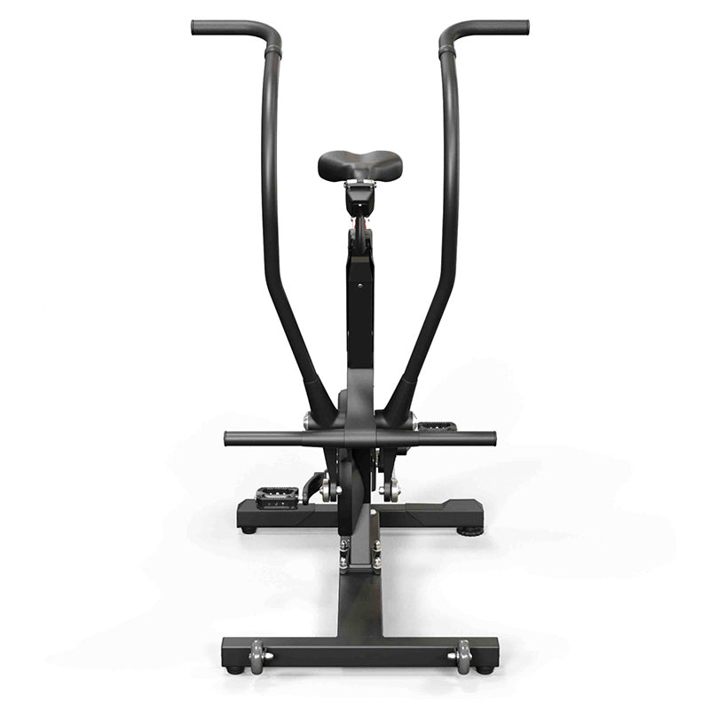 Keiser M3i Total Body Trainer elliptical exercise bike in black from a front view on a white background