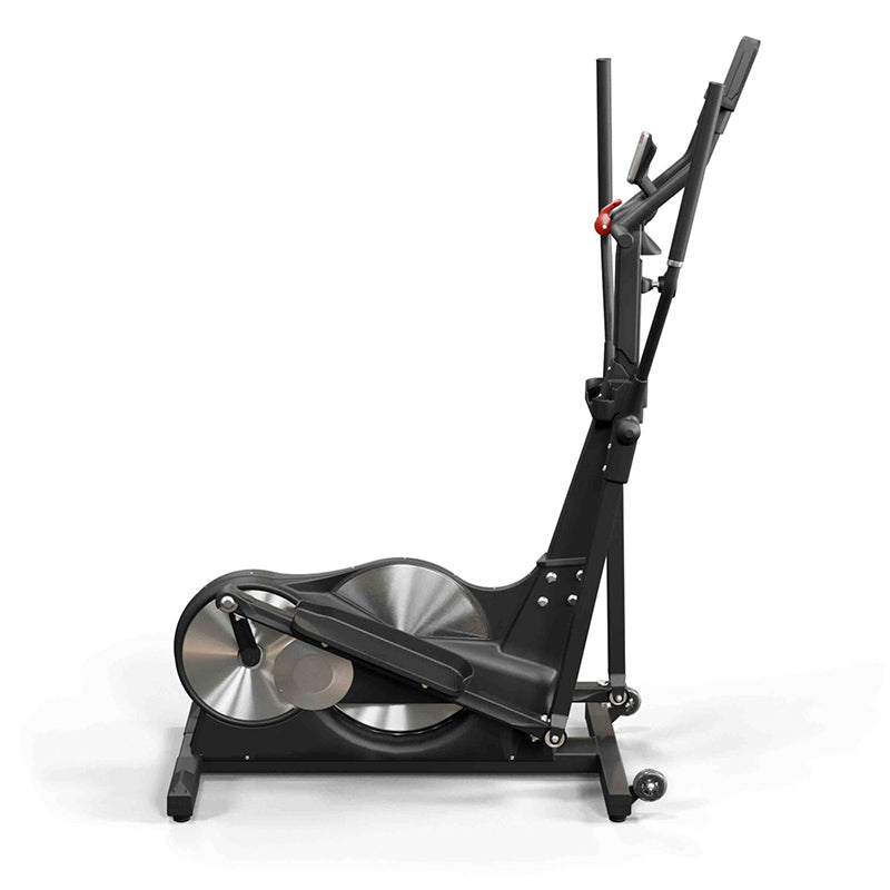 Keiser M5i Strider Elliptical Machine in Black. Full view of the right side of the machine on a white background