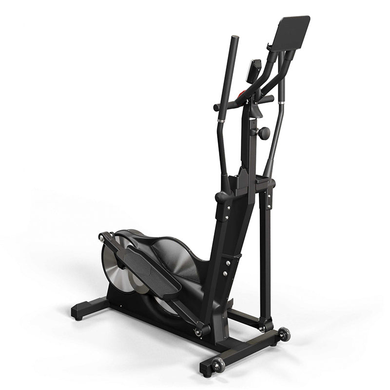 Keiser M5i Strider Elliptical Machine in Black. Full view of the right side of the machine on a white background