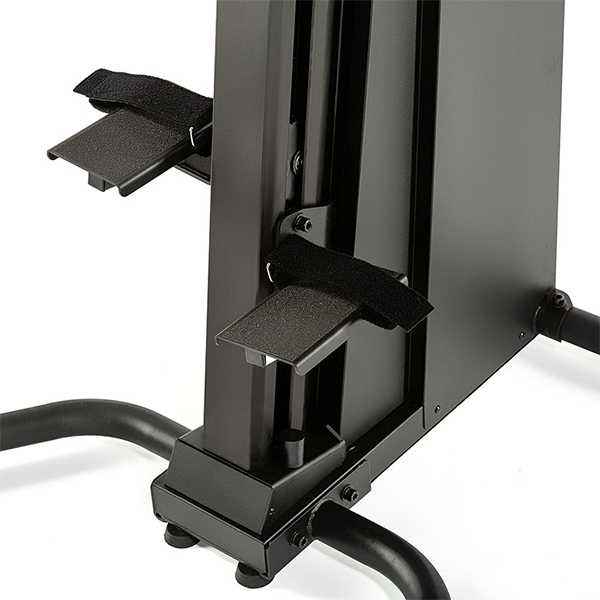 Close-up of the gym gear Ascend 2.0 Vertical Climber foot climber with straps in black on white background