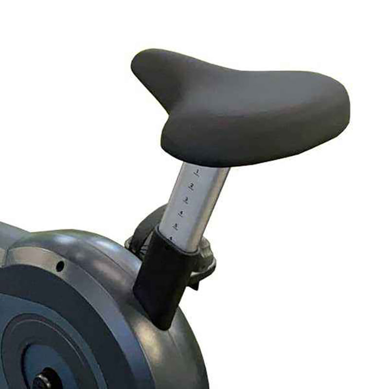 Gym gear C98s Upright exercise Bike seat in black with adjustable mechanism on a white background