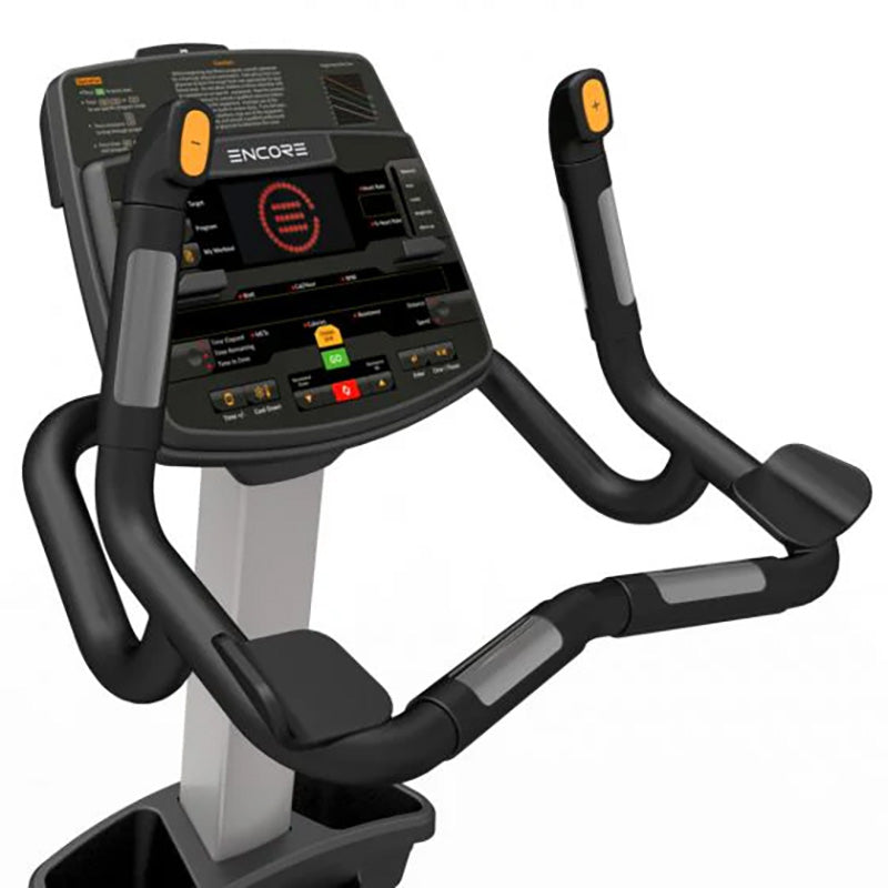 Impulse Encore ECU7 Upright Exercise Bike, Close up view of the digital display on a white background