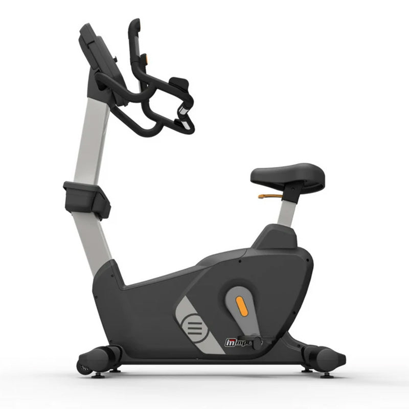 Impulse Encore ECU7 Upright Exercise Bike, full view of the product from the side with a white background