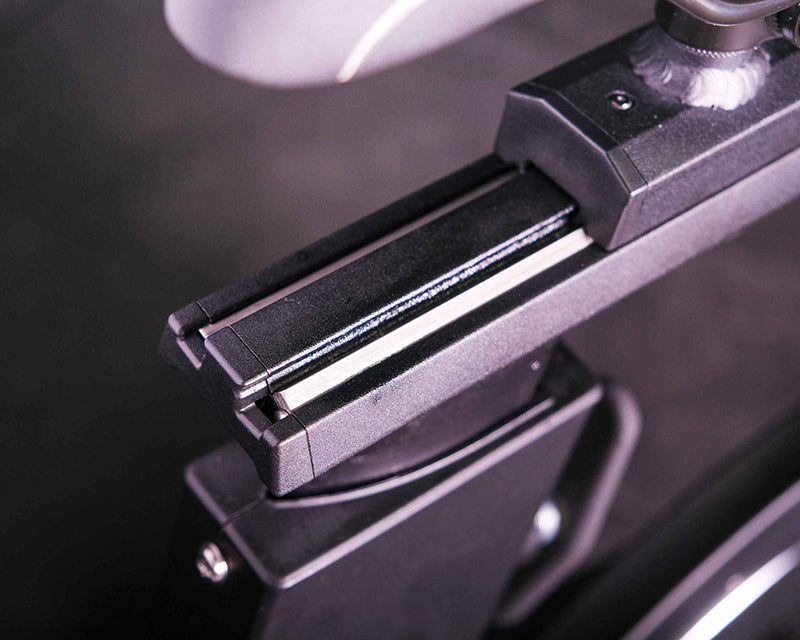 Close-up of the adjustable bike seat