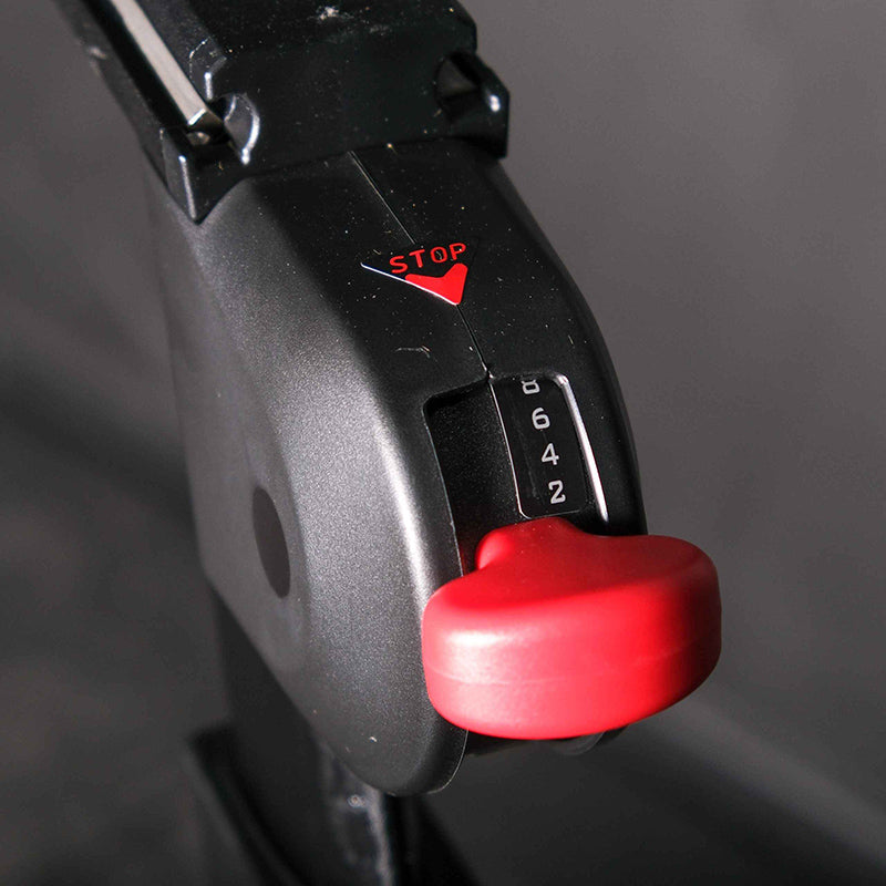 Close-up of the resistance lever in red