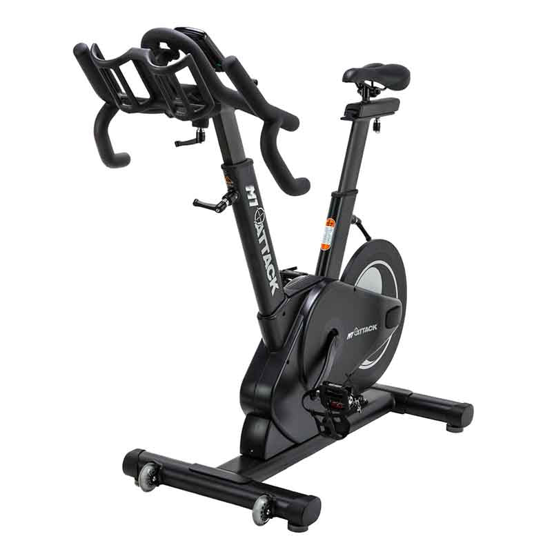 Attack Fitness Spin Attack M1 Indoor Cycle exercise bike in Black on white background