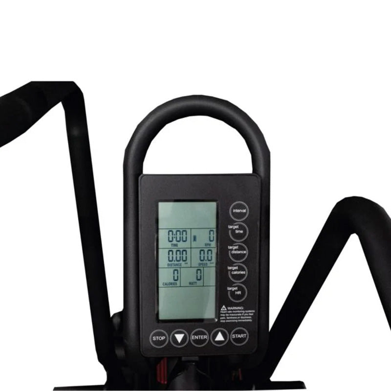 Origin Storm Air Bike exercise bike, close up of the digital display on a white background