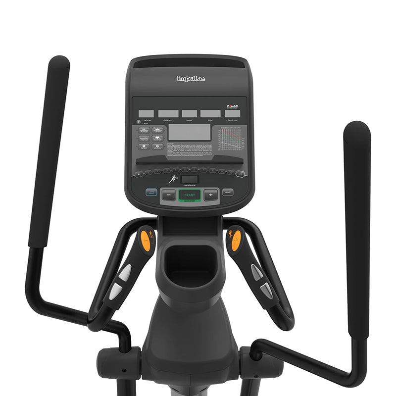 Impulse RE700 Elliptical trainer, Close-up  with the digital display on a white background