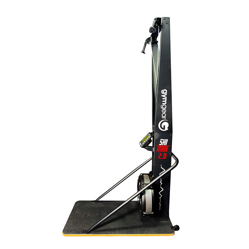 Gym gear Ski Max 2.0 Ski machine in black from a side view with brand logo on a white background