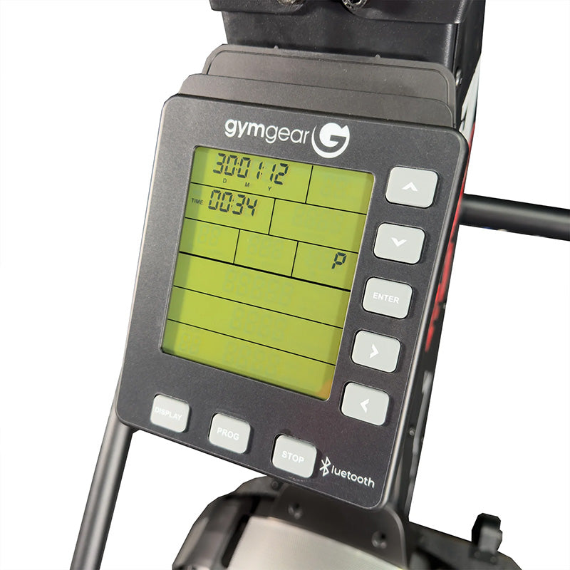 Digital display of Gym gear Ski Max 2.0 Ski machine in black with 'gymgear' branding on a white background