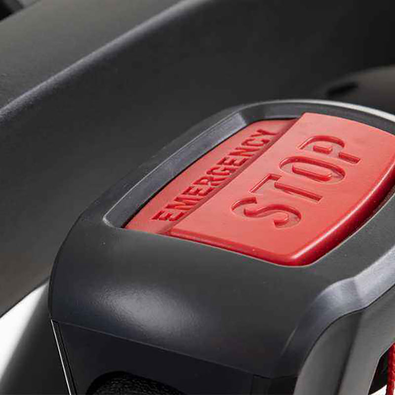 Gym Gear T98e Treadmill Red emergency stop button on a machine