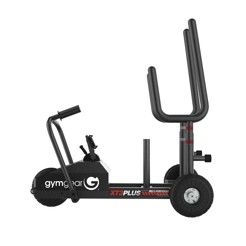 Gym Gear XT3 Plus Sled V2 power sled in black from a side view on a white background