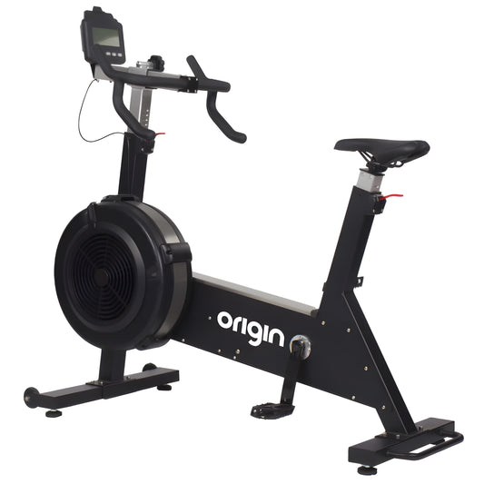 Origin STORM Exercise Bike Trainer Black with 'origin' branding, Full view of the bike on a white background