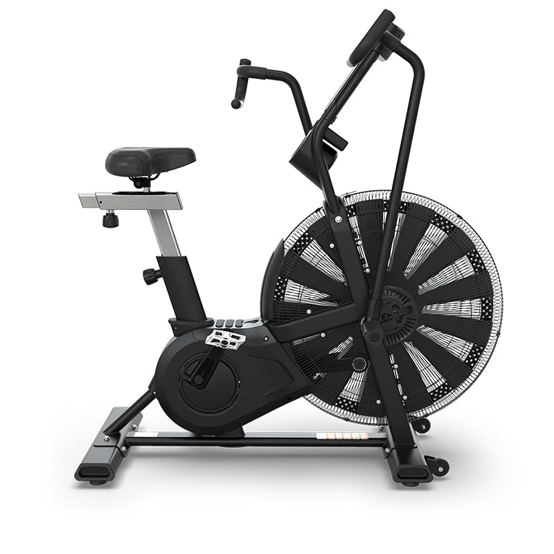 OCTANE ADX Fan Bike - Black assault bike with large wheel side view on a white background