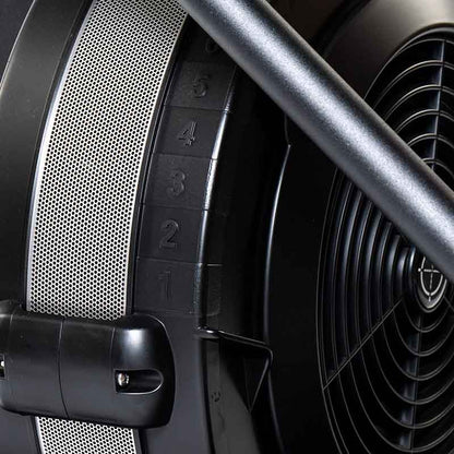 Attack Fitness Ski Attack Ski Machine in black. Close up of the fan on a white background