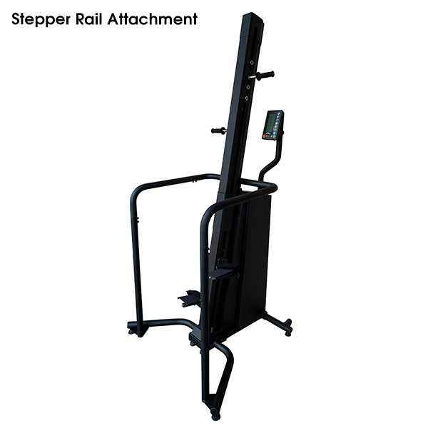Gym gear Ascend 2.0 Vertical Climber in black. With stepper rail attachments on white background