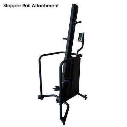 Gym gear Ascend 2.0 Vertical Climber in black. With stepper rail attachments on white background