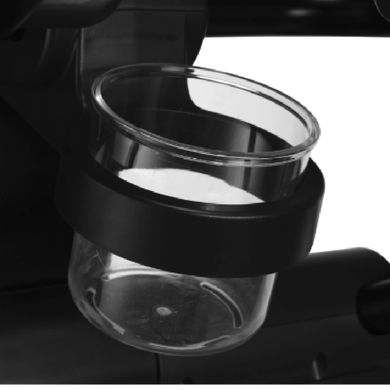 Gym Gear E8e Cross Trainer Glass container with black lid on white background