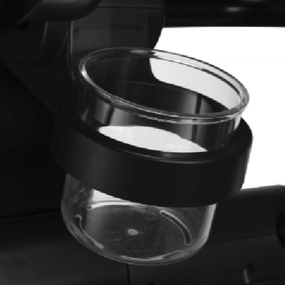 Glass cup holder attached to the Gym Gear E8 Cross Trainer