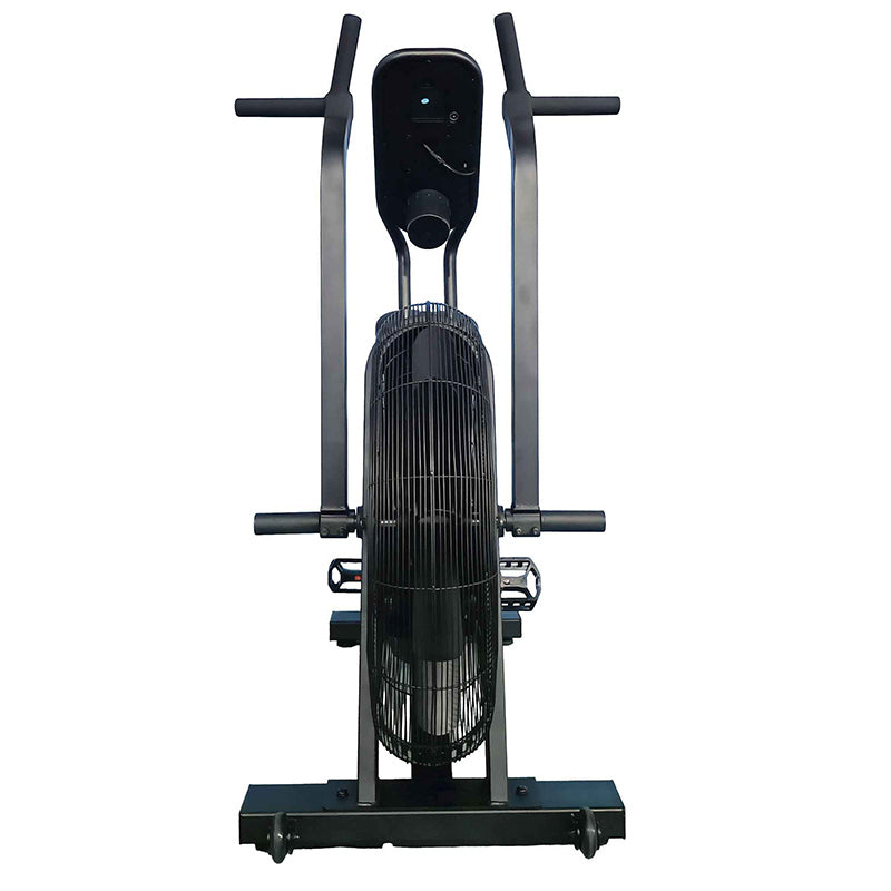 Gym Gear Hurricane Air Bike exercise bike in black, full view from the front on a white background