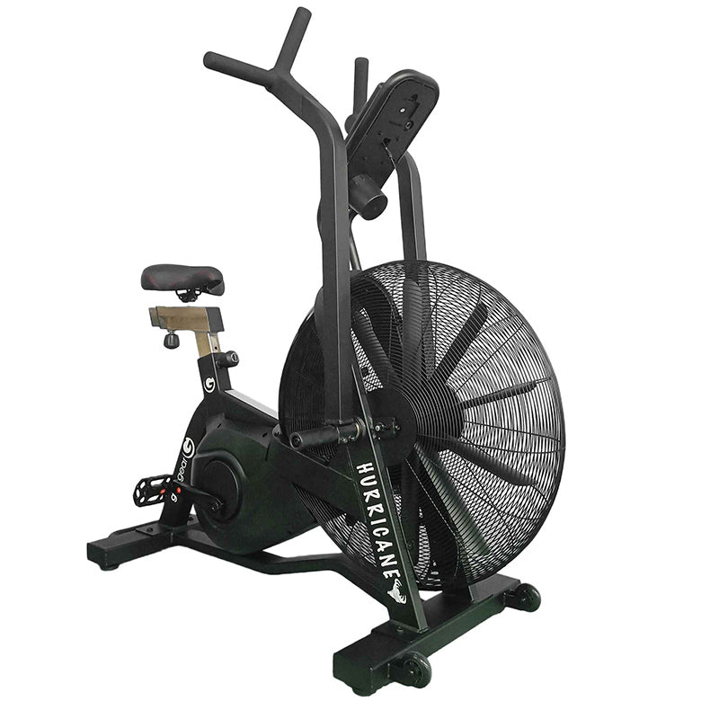 Gym Gear Hurricane Air Bike exercise bike in black, full main view on a white background