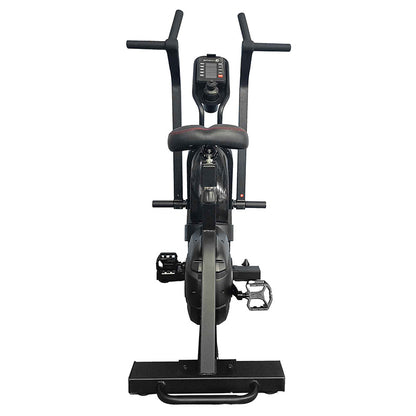 Gym Gear Hurricane Air Bike exercise bike in black, full view from the back on a white background