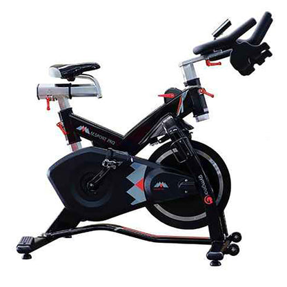 Gym Gear M Sport Pro Indoor Cycle in black and grey from a view from the side on a white background