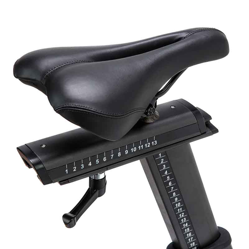 Bicycle saddle with adjustable stand on a white background