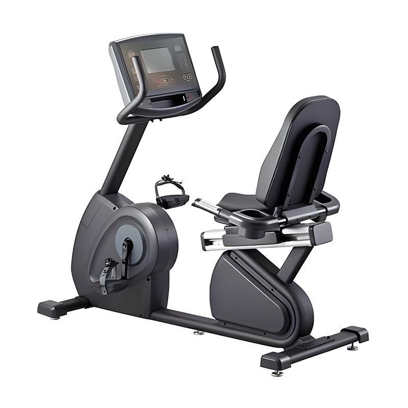 Gym Gear R98s Recumbent exercise Bike with digital display on a white background