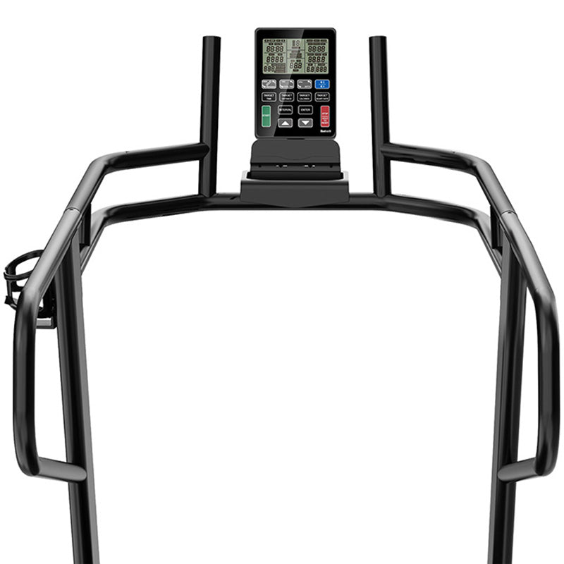 Origin Storm Curved Treadmill Black treadmill, Close up of the digital display on a white background