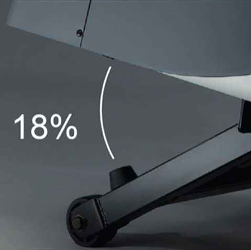 treadmill height can be adjusted up at a  18  degree angle 
