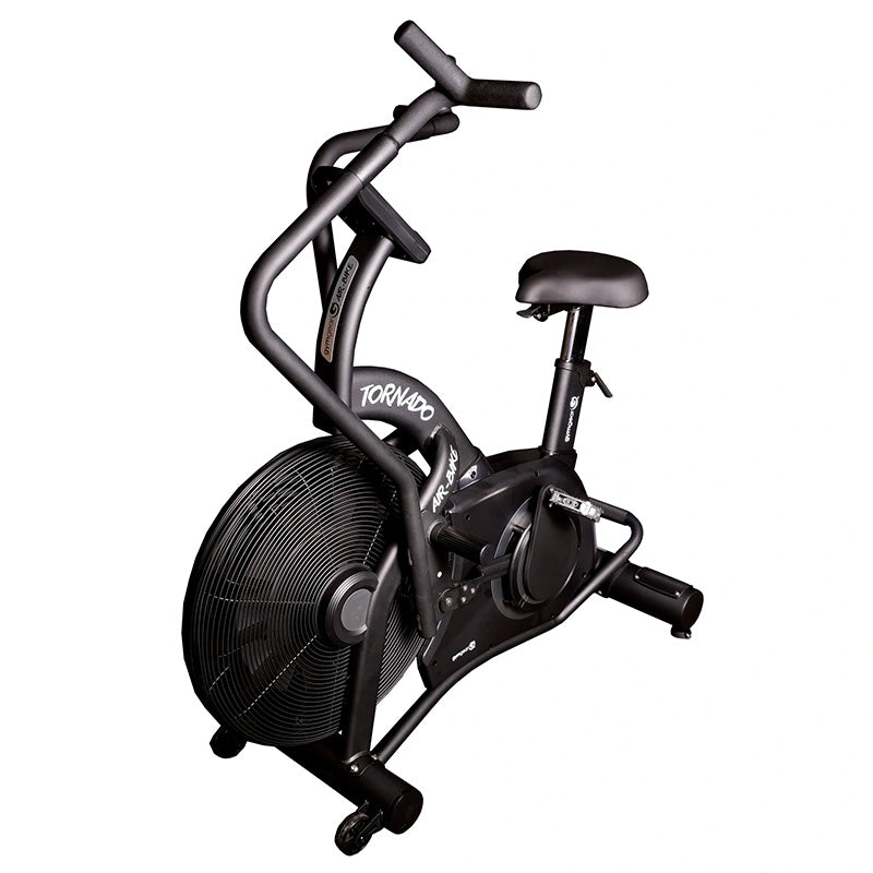 Gym Gear Tornado Airbike exercise bike with fan in black on a white background