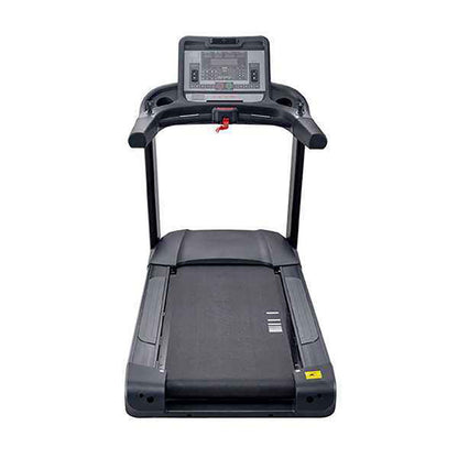 Gym Gear T98 Treadmill with a digital display from the back view on a white background