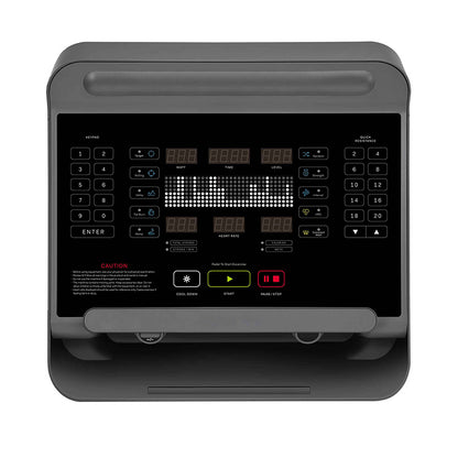 Control panel of the Gym Gear X97 Cross Trainer elliptical machine with digital display and buttons.