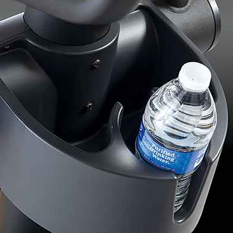 Gym Gear X98e Cross Trainer cup holder with a water bottle inside