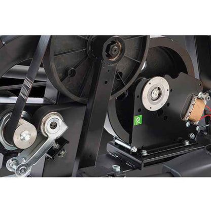 Close-up of mechanical components with a focus on gears and belts.