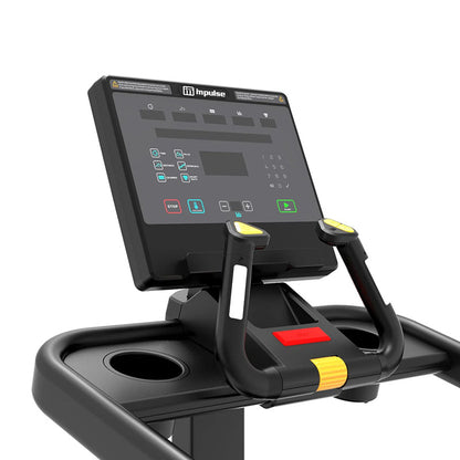 Impulse XSC700 Step machine Close-up of the control panel with digital display and handlebar on a white background