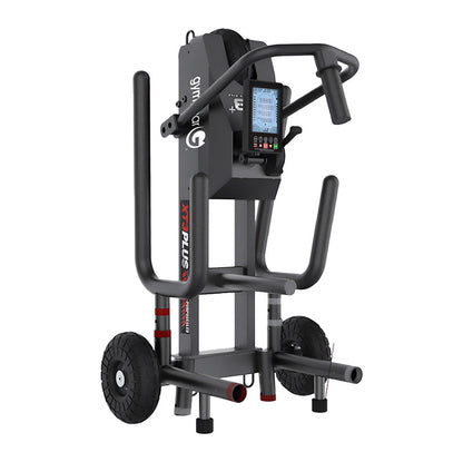 Gym Gear XT3 Plus Sled V2 power sled digital display in black, folded up on a white background