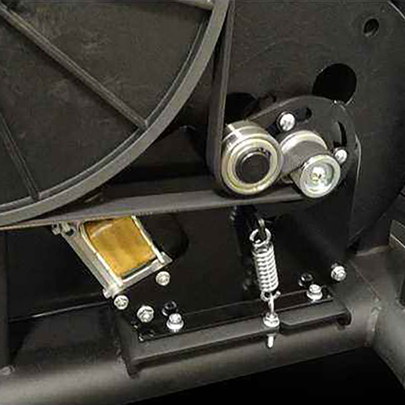 Close-up of mechanical components with a focus on metal parts and springs.